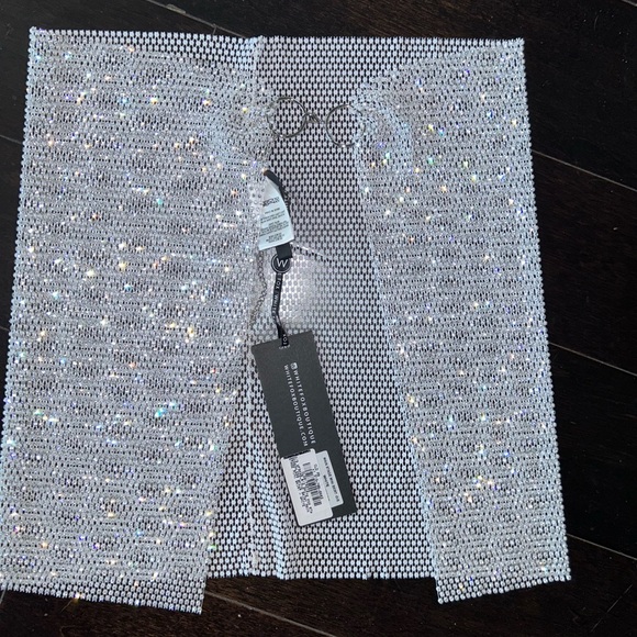 NWT White Fox sarong mini skirt bling cover up S one size M, L adjustable - Picture 6 of 8